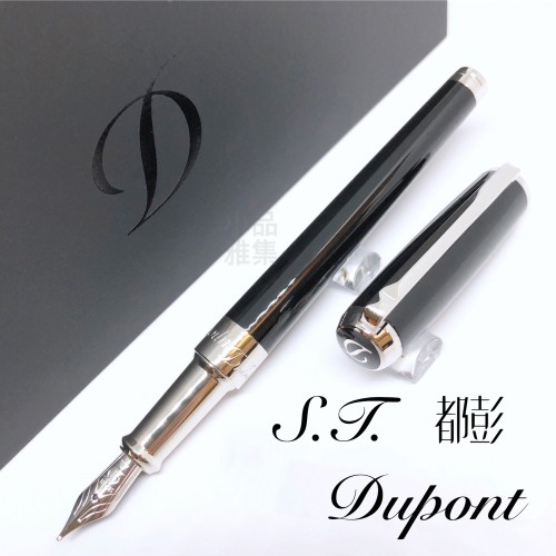 法國 S.T. DUPONT 都彭 LINE D MEDIUM系列 Black lacquer & palladium 14K鋼筆