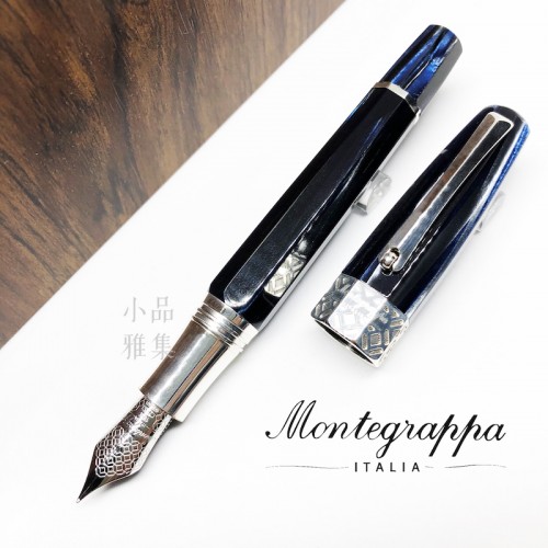 義大利 Montegrappa 萬特佳 EXTRA OTTO 全球限量888支 八角賽璐珞 18K 鋼筆（蝴蝶藍Butterfly Blue）