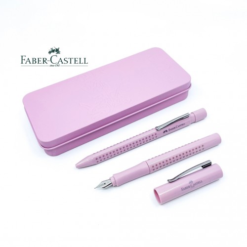 德國 Faber-Castell 輝柏 好點子握得住 鋼筆＋原子筆 鐵盒套組（玫瑰陰影粉）