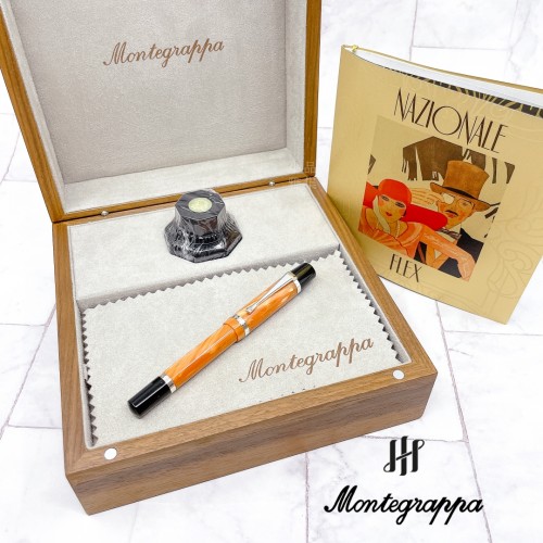 義大利 Montegrappa 萬特佳 限量  Nazionale Flex 彈性尖鋼筆（焦糖橘）