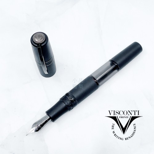 義大利 Visconti Homo Sapiens Crystal Dream Black 智人 火山熔岩 18K 鋼筆 黑夾黑尖 （新款透明觀墨窗）