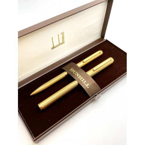 =庫存新品=  已絕版  Dunhill 登喜路 金桿 14K金筆尖鋼筆/原子筆 一對