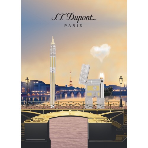 法國 S.T. DUPONT 都彭 愛與巴黎 Loves Paris 限量150支 鈀金&鍍金14K  鋼筆（街景收藏組）