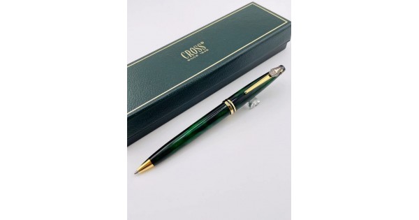 ☆典藏老筆☆ 全新 CROSS 高仕 綠花紋 原子筆 美國製 筆夾有特別標牌 CP2220