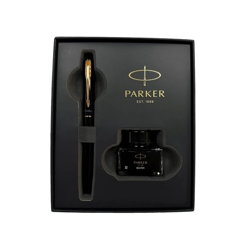 派克PARKER VECTOR 威雅 亮黑金夾 鋼筆 （金屬握位） 搭配墨水禮盒