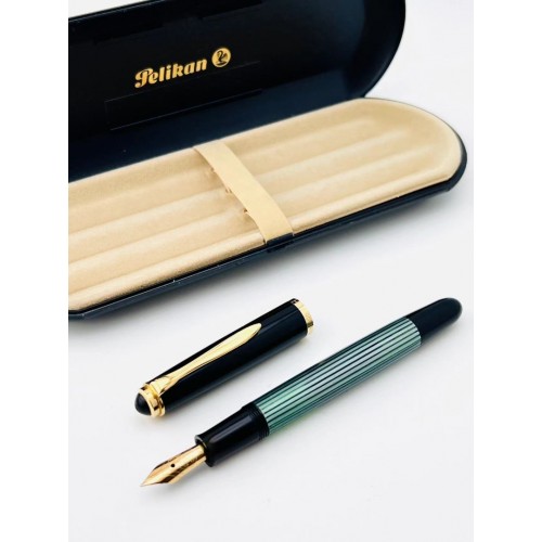 ☆典藏老筆☆PELIKAN 百利金  綠條 400NN 14C  鋼筆( 8成新 EF尖 ）