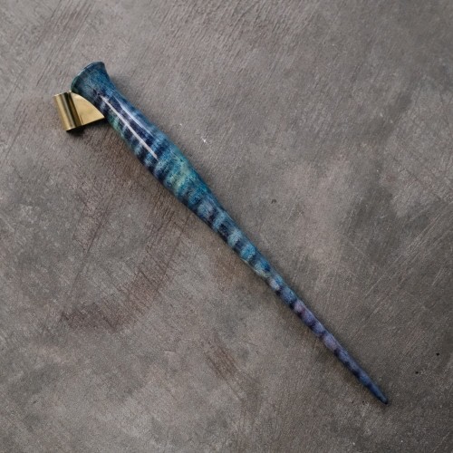 Light Blue Dyed Curly Maple Oblique Pen Holder