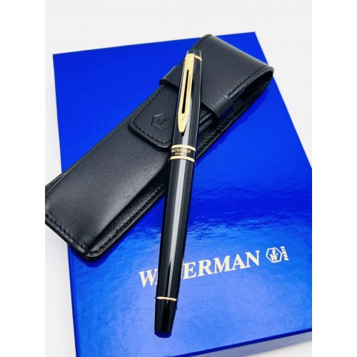 =庫存新筆= 法國 WATERMAN EXPERT 權威 麗黑金夾 鋼筆皮套禮盒 ( Ｍ尖 全新 YY1339D )