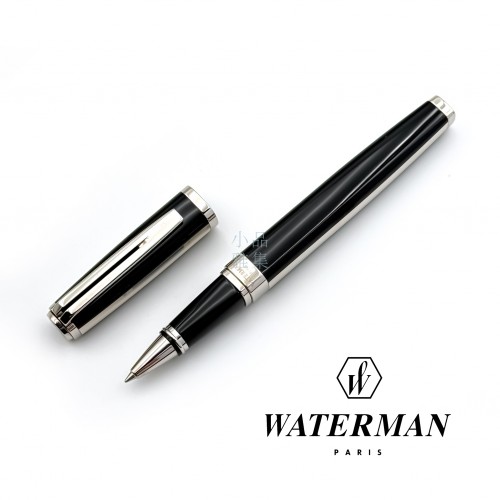 法國 WATERMAN  EXCEPTION 頂級大至尊 白金飾邊 鋼珠筆 (緻黑白夾)