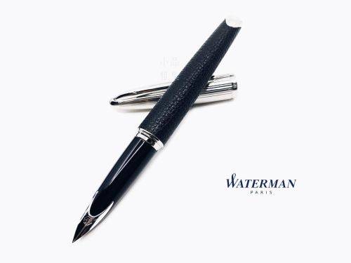 法國Waterman 頂級 新海洋系列 18k 鋼筆 (黑色皮革款）