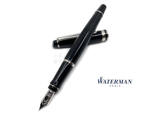 法國 Waterman Expert 新權威系列 18K金 鋼筆（黑亮漆銀夾）