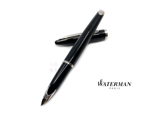 法國 Waterman 海洋系列 18K 鋼筆（黑桿銀夾）