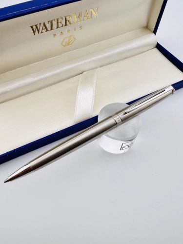 ☆典藏老筆☆Waterman 雋雅原子筆鋼桿銀夾 庫新品 搭配老款筆盒