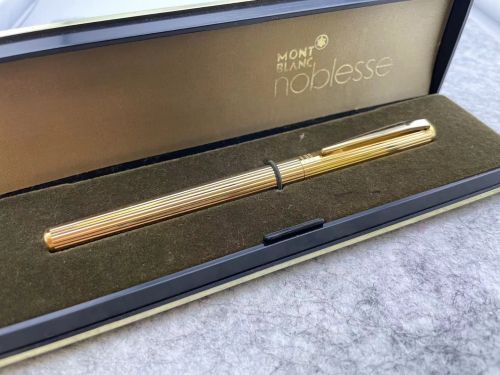 ☆典藏老筆☆ 萬寶龍 MONTBLANC  貴族 鍍金桿 14K 鋼筆 F尖 #MB7668