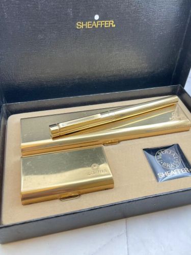 ⭐ 庫存新品 ⭐SHEAFFER 西華 TARGA  BRASS 黃銅 USA製 14K 金 鋼筆 大禮盒