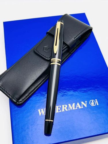 =庫存新筆= 法國 WATERMAN EXPERT 權威 麗黑金夾 鋼筆皮套禮盒 ( Ｍ尖 全新 YY1339D )