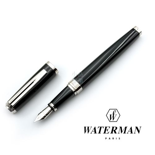 法國 WATERMAN  Exception 大至尊   18K金鋼筆 (緻黑條紋白夾）#YY1679D