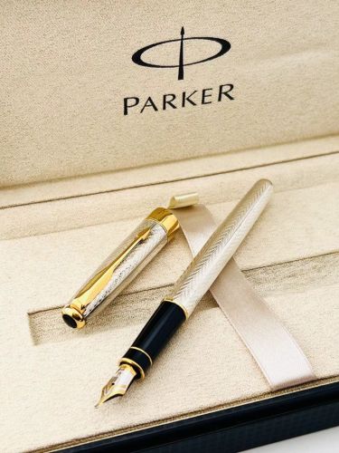 ☆庫存新品 ☆ 派克 Parker Sonnet 老款 商籟  18K 925純銀箭頭紋 鋼筆