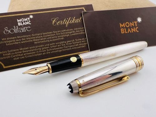  ☆典藏老筆☆ MONTBLANC 萬寶龍925銀 麥紋桿 1446  鋼筆 (14K  B尖）全新品 Barley