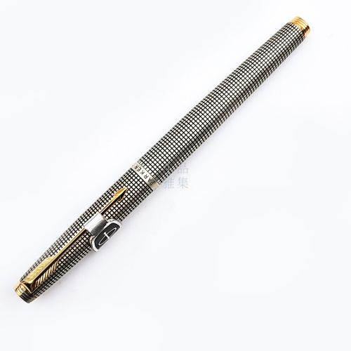  ☆典藏老筆☆派克 PARKER 75 純銀格 14K 鋼筆 “平頂"（ 全新品 PAR038) 