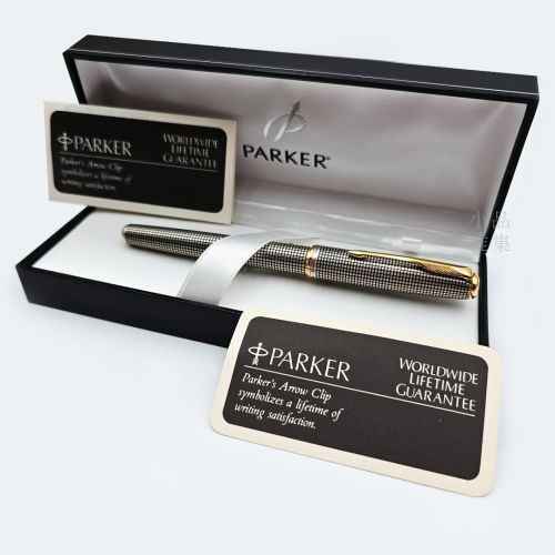 ☆典藏老筆☆ PARKER 派克 Parker Sonnet 商籟 18K金 老款純銀格 鋼筆 (全新品#NK2060J )