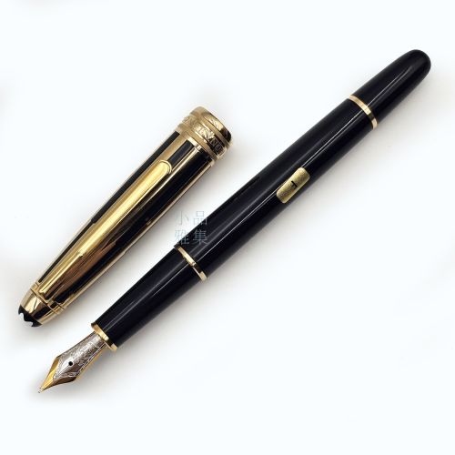 德國 MONTBLANC 萬寶龍 Meisterstuck 144 Gold & Black 黑金色條紋蓋 18K 鋼筆 35985