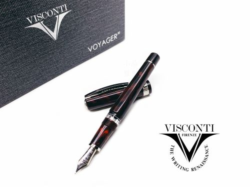 義大利 Visconti 30th週年紀念 Voyager 30系列 負壓上墨 硬橡膠 18K 限量鋼筆（紅色銀夾）