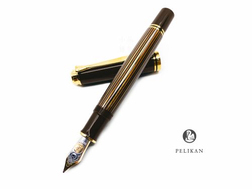 德國 Pelikan 百利金 18K金 M800 Brown Black 棕條金夾 鋼筆